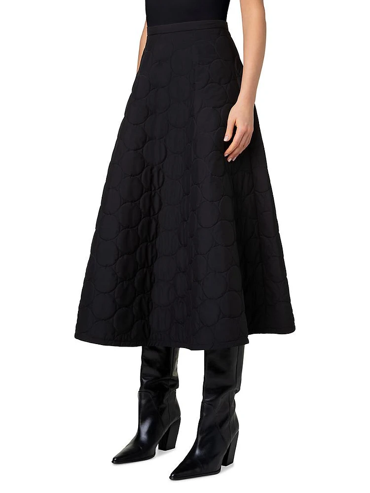 Techno-Dot Quilted Midi-Skirt