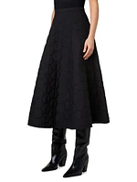 Techno-Dot Quilted Midi-Skirt