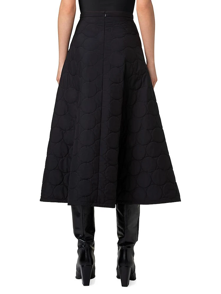 Techno-Dot Quilted Midi-Skirt