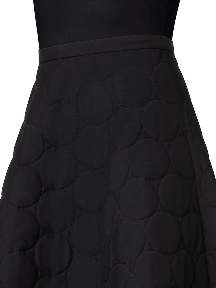 Techno-Dot Quilted Midi-Skirt