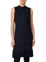 Fringe-Trimmed Tweed Sheath Dress