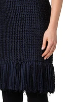 Fringe-Trimmed Tweed Sheath Dress