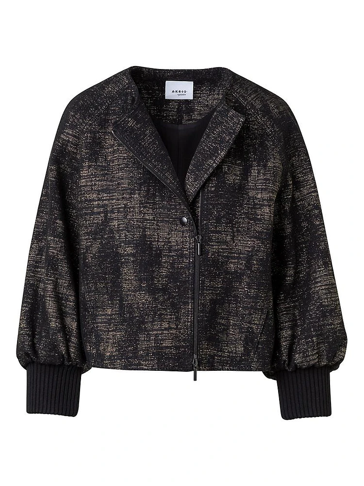 Jacquard Denim Bomber Jacket