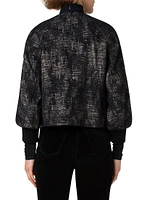 Jacquard Denim Bomber Jacket