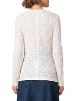 Textured Cloqué Long-Sleeve Top