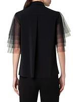 Tulle-Sleeve Blouse