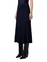 Knit Wool Flared Midi-Skirt