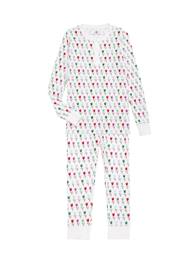 Girl's Cameron Tulip Print Pajama Set