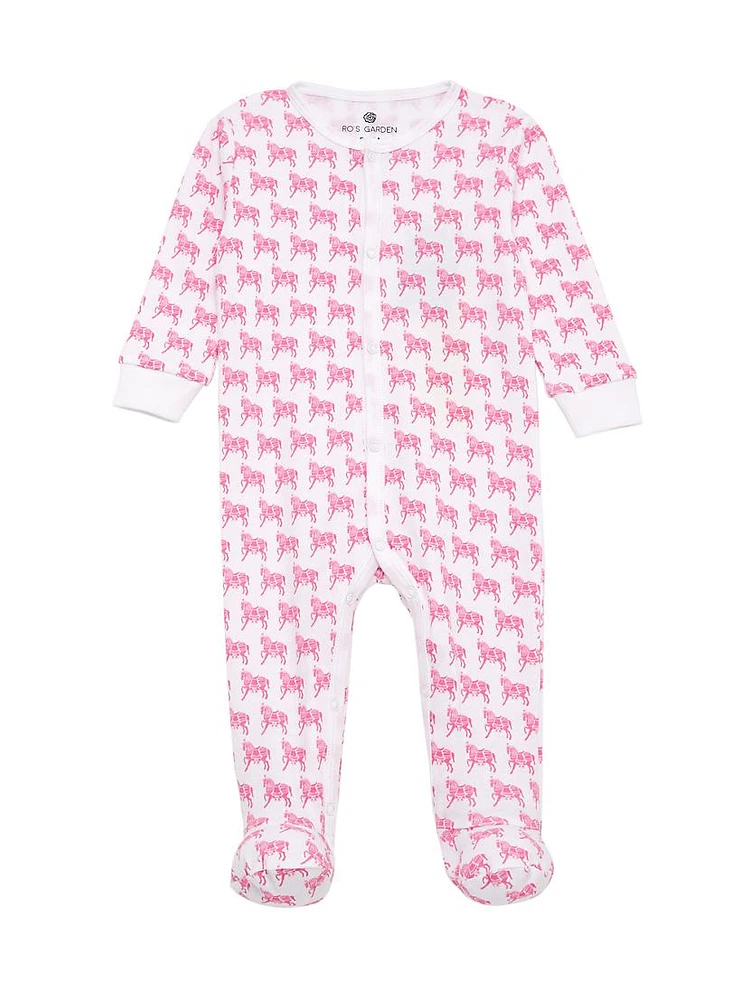 Baby Girl's Casey Horse Print Footie