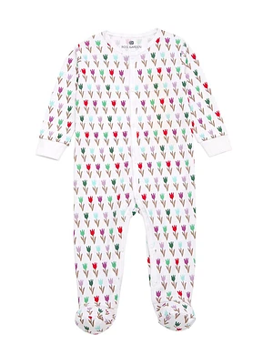 Baby Girl's Tulip Print Footie