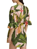 Banana Leaves Puff-Sleeve Minidress