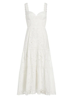 Cotton Eyelet Bustier Midi-Dress