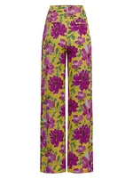 The Fiona Floral Satin Wide-Leg Pants