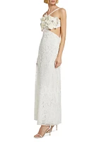 Beaded Appliqué & Cut-Out Maxi Dress