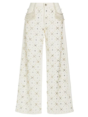 Beaded Wide-Leg Jeans