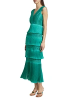 Plunging Fringe Midi-Dress