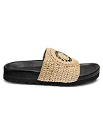 Elyse Logo Raffia Slides