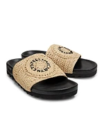 Elyse Logo Raffia Slides