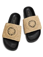 Elyse Logo Raffia Slides