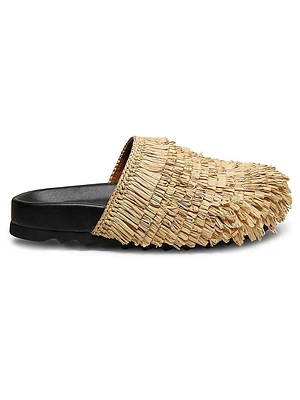 Summer Loving Elyse Faria Fringed Raffia Mules