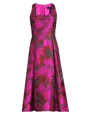 Floral Jacquard Midi-Dress