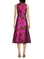 Floral Jacquard Midi-Dress