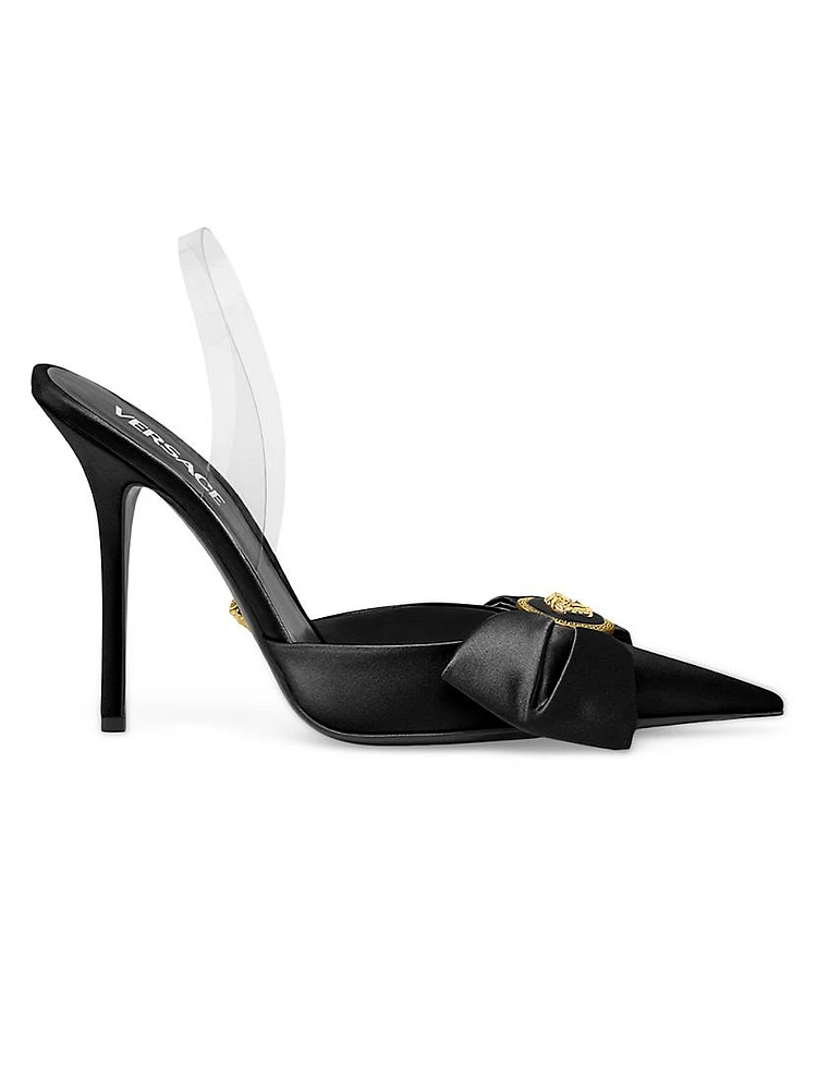 Gianni Ribbon 110MM Satin Slingback Pumps