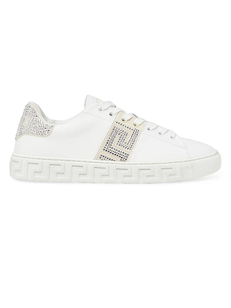 Crystal-Embellished La Greca Low-Top Sneakers