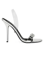 Gianni Ribbon 110MM Metallic Leather Slingback Sandals