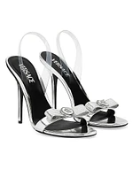 Gianni Ribbon 110MM Metallic Leather Slingback Sandals