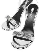 Gianni Ribbon 110MM Metallic Leather Slingback Sandals