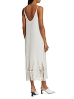 Embroidered Fringe-Trimmed Midi-Dress