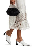 Embroidered Fringe-Trimmed Midi-Dress