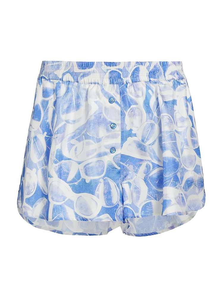 Sunglasses-Print Silk Shorts