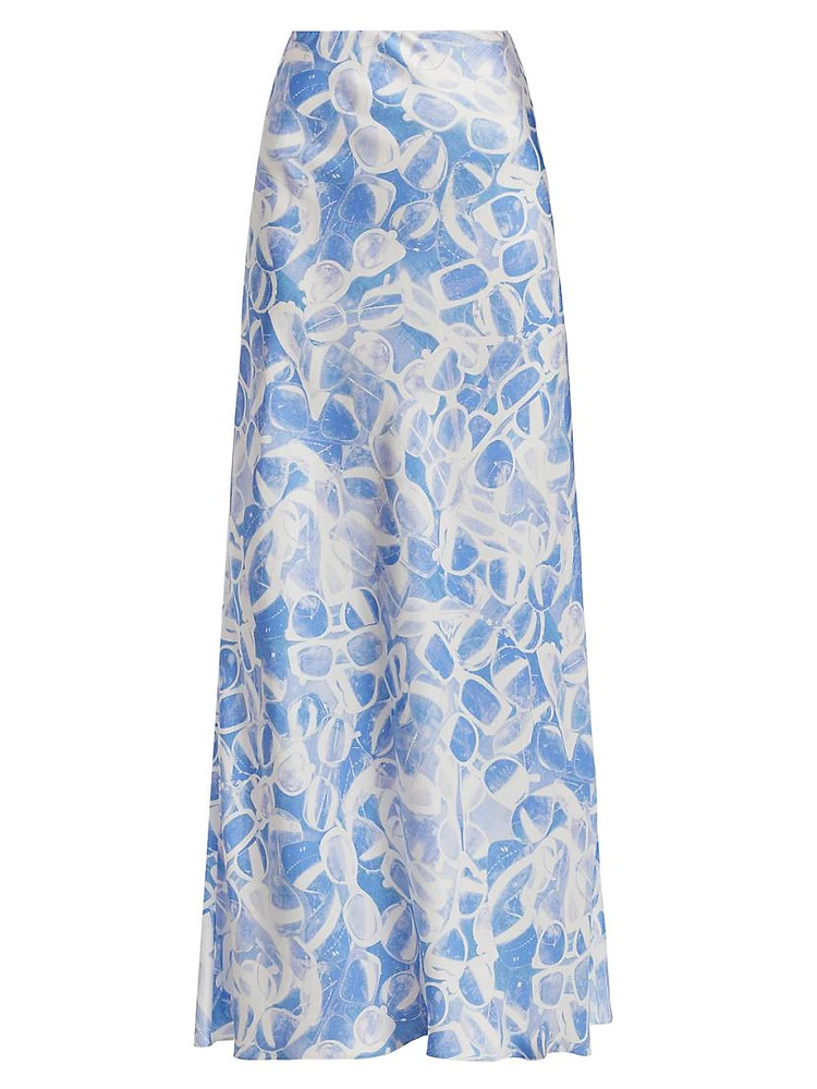 Sunglasses-Print Silk Maxi Skirt