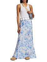 Sunglasses-Print Silk Maxi Skirt