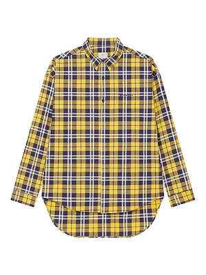 Oversized Asymmetrical Checked Shirt Cotton