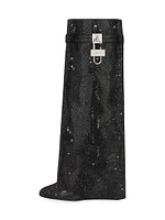 Shark Lock Boots Wide Fit Satin with Strass