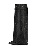 Shark Lock Boots Wide Fit Satin with Strass