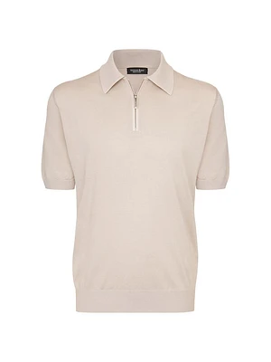 Silk and Crocodile Zip Polo Shirt