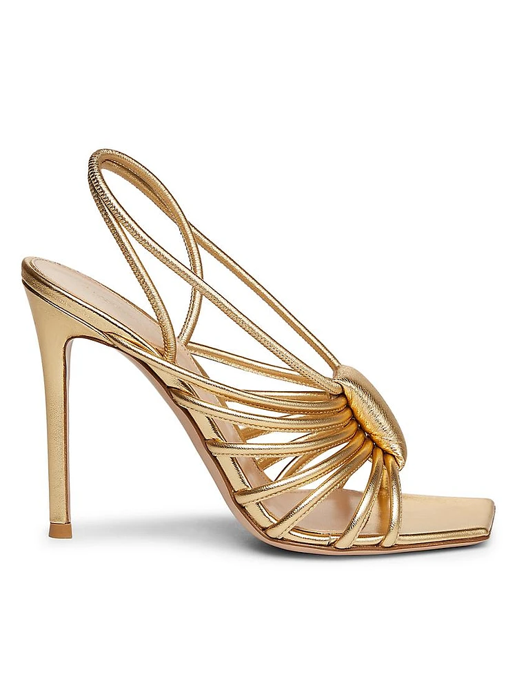 105MM Metallic Leather Strappy Sandals