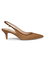 Marbella 55MM Raffia & Leather Pumps