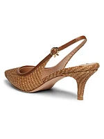 Marbella 55MM Raffia & Leather Pumps