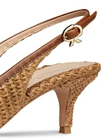 Marbella 55MM Raffia & Leather Pumps