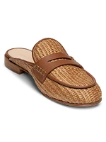 Florio Marbella Raffia & Leather Mules