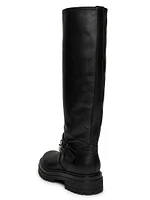 Buckle-Accented Glove Leather Boots