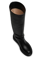 Buckle-Accented Glove Leather Boots