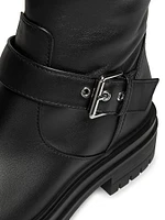 Buckle-Accented Glove Leather Boots