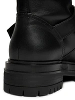 Buckle-Accented Glove Leather Boots