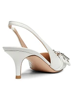 55MM Buckle-Detailed Leather Slingback Pumps